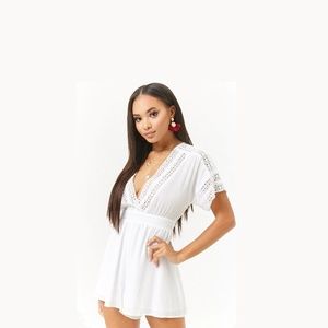 White Crochet Lace Romper Ibiza Beach Style
